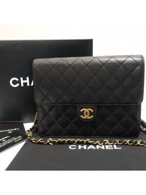 Chanel Chain Shoulder Bag Quilted Push Lock Black Hardware Officially